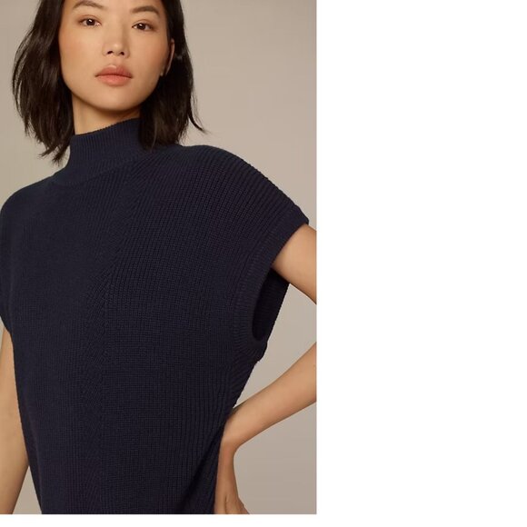 By Anthropologie Short-Sleeve Mock-Neck Sweater Mini Dress XL BLUE new with taG - Picture 3 of 6